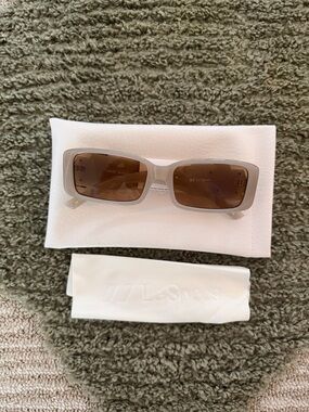 Le Specs Taupe Translucent Frame Sunglasses with Brown Lenses and Gold Accents